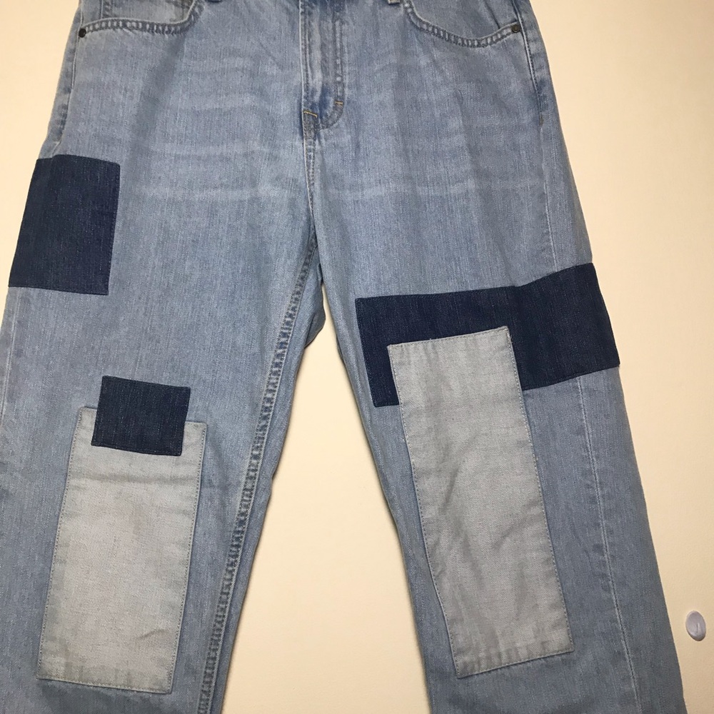 Patch denim straight jeans XL 33 foreve 21 - Picture 7 of 12